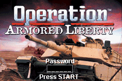 Operation Armored Liberty title screen for GameBoy Advance